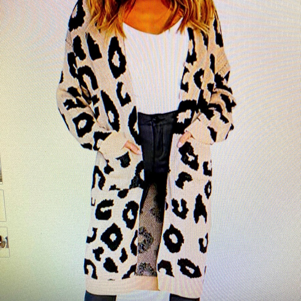 Long leopard knit cardigan, new with tags